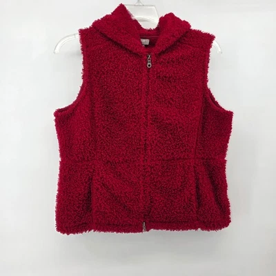 Chaleco con Capucha Jill Rojo Boucle Para Mujer Talla L Acogedor Sherpa Bolsillos Cremallera Foto 1 de 4