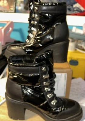 MARC FISHER Mlvaina Brillante Puffer Senderista Botas Negras Tacón Bloque EE. UU. Talla 7.5 Foto 1 de 4