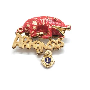 Arkansas Razorback State Souvenir Lions Club International Pin Dangle Charm - Picture 1 of 3