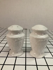 Martha Stewart "Acorn White" Salt And Pepper Set Embossed Porcelain 3.5” - Picture 1 of 10