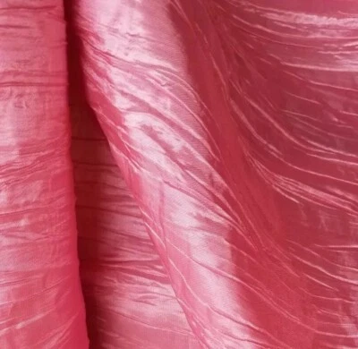 Hermosa tela arrugada de tafetán arrugada arrugada goma rosa color por yarda Foto 1 de 4