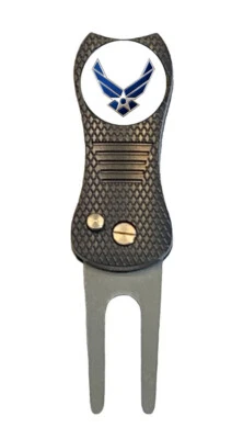 US Air Force USAF Logo Golf Ball Marker w/ Premium Switchblade Divot Tool