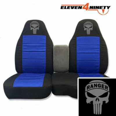 Designcovers For Ford Ranger Front Seat Cover 1991-2012 Skull Black Dark Blue - Image 1 of 2
