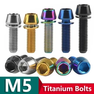 Titanium Hex Allen Bolts With Washers Cap Head Screw M5x16/18/20mm for Bike Stem - Picture 1 of 12