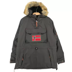 GEOGRAPHICAL NORWAY Men CORPORATE BROWN Anorak Jacket Coat Parka Size XL - Picture 1 of 12