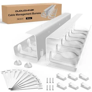 Set de 2 Chemin de Câble Cable Management Bureau Rangement Cable Bureau Cache... - Photo 1/9