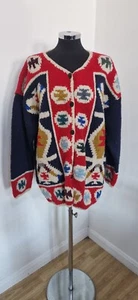 Pachamama multicoloured cardigan one size 16/18 chunky wool READ aztec womens - Picture 1 of 12