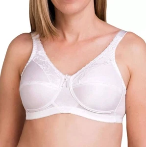 Trulife Mastectomy Bra Size 48C White Style 210 Lace Accent Soft Cool Max Lining - Picture 1 of 20