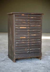 Antique Apothecary typeset Cabinet Letterpress wood drawer vintage jewelry box - Picture 1 of 16