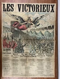 Affiche (73x52) Chansons LES VICTORIEUX GUERRE 14/18 vers 1920 Ed. HAYARD - Bild 1 von 6