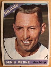 1966 Topps Denis Menke Baseball Card #184 Braves Shortstop Low-Grade Poor