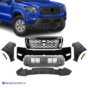 Front Bumper Cover Kit W/ Grille Valance End Extension For 22-24 Nissan Frontier - Picture 1 of 8