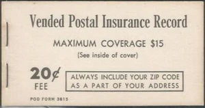 Vended Postal Insurance Record - Complete - 1966 - MNH - POD Form 3815 - Picture 1 of 2