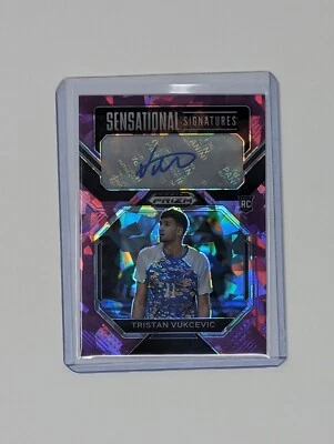 2023 Prizm Draft Picks #SS-TVK Tristan Vukcevic SS Auto RC Purple Ice /99 - Image 1 of 2