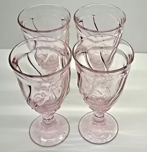 Vintage Pink Noritake Sweet Swirl Set Of 4 Wine Glasses Goblets 7-3/8 in. 12 oz. - Picture 1 of 7