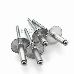 M5 Extra Large Flange Pop Rivets Aluminium Steel Open Blind Dome Head L 8mm-25mm - Picture 1 of 8