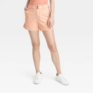 A New Day High-Rise Everyday Chino Shorts Peach Orange Size 2 B-26 - Picture 1 of 3