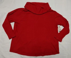 NWT Women 's Red Top 3X 24W-26W Plus Size Cowl Neck Ribbed Knit Long Sleeve New - Picture 1 of 3