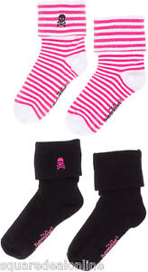 78555 Skull & Crossbones Sourpuss Sock Set Socks 2 Pairs Pinup Punk Rock Goth