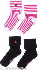 78555 Skull & Crossbones Sourpuss Sock Set Socks 2 Pairs Pinup Punk Rock Goth - Picture 1 of 4