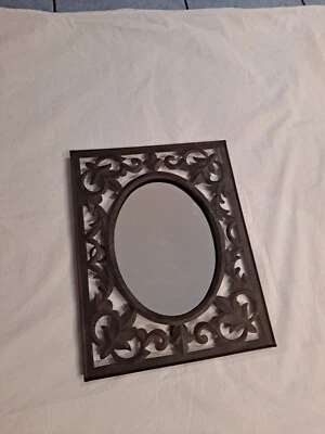 VTG Rustic Frame Oval Mirror(11.5x14.5 In Frame) See Scratch - Image 1 of 4