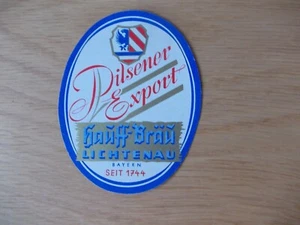 altes Bieretikett Brauerei Hauff Lichtenau - Bild 1 von 1