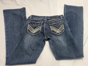LA Idol Jeans Usa Blue Size 7 Juniors Pants Slight Flare - Picture 1 of 8