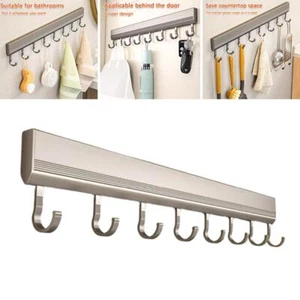 ✨4/6/8 Hooks Self Adhesive Hanger Coat Towel Robe Rack Rail Stainless Mount 🔥 - Picture 1 of 16