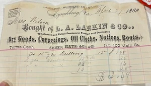 Antik 1880 L.A. Larkin & Co. Lynchburg Virginia Quittung Handschrift Ephemera - Bild 1 von 6