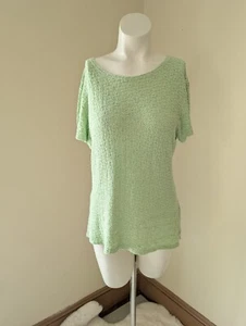 Vintage Cottage Core Fitted Top Womens Medium Pastel Green Flower Slinky Tee - Picture 1 of 11