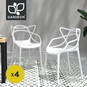 Gardeon 4PC Outdoor Dining Chairs PP Stackable Chair Patio Furniture White - Picture 1 of 9
