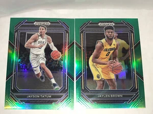 2023-24 Panini Prizm Draft Picks Jayson Tatum Jaylen Brown Lot X2 Green Celtics - Picture 1 of 3