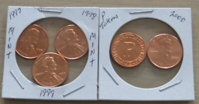 Centavos Lincoln Memorial 1997-2000, ficha 3P15,16 sin circular de EE. UU. conjunto como nuevo Foto 1 de 4