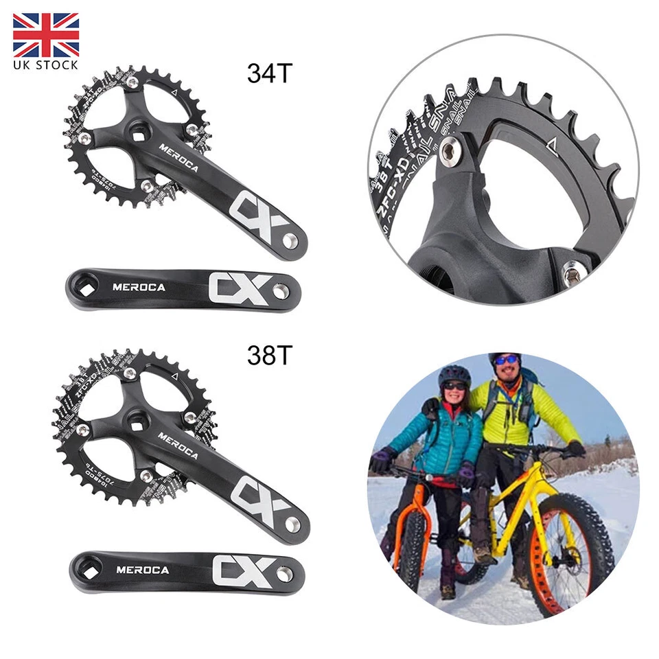 104BCD 34/38T MTB Bike Crankset BB Narrow Wide Chainring 170mm Single Crank Set - Image 1 of 4