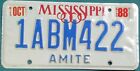 1988 Mississippi  AMITE  license plate  GAS OIL SIGN