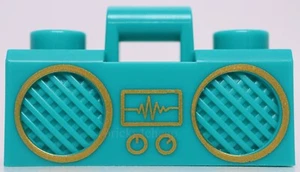 Lego Dark Turquoise Utensil Radio Boom Box Bar Gold Sound Wave Display - Picture 1 of 1