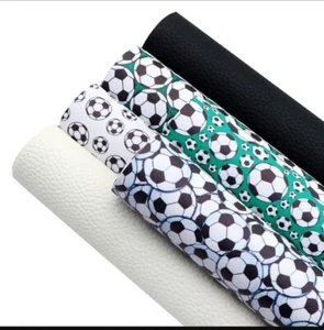 Soccer Football 6 piece set solids and prints FAUX LEATHER SHEET 8 x 13" 1244942 - Picture 1 of 3