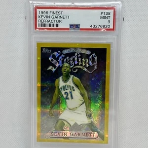 1996 Finest Gold Refractor Atomic Kevin Garnett #138 PSA 9 MINT POP 10 Topps - Foto 1 di 5