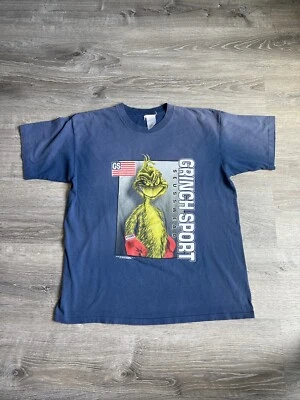 Vintage 90s Dr. Seuss Seusswear Grinch Sport Boxing Shirt Size XL Navy - Image 1 of 4