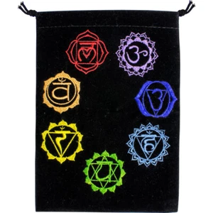 Colorful 7 Chakras Black Velveteen Tarot, Crystal or Rune Bag! - Picture 1 of 2