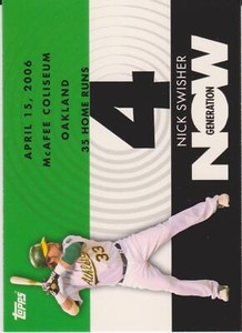 2007 Topps Nick Swisher #GN363 Oakland Athletics Baseball