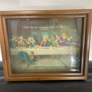 The Last Supper Framed Art 3D Print Shadow Box 9x11” Vintage