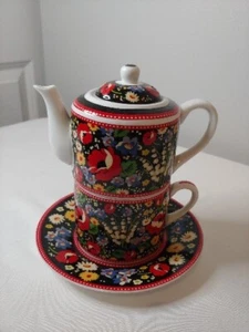 Vera Bradley for Barnes and Noble Tea For One Teapot Set Poppy Fields  - Picture 1 of 6