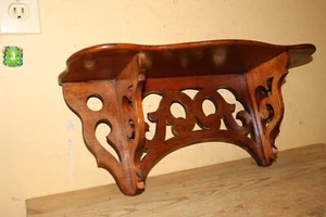 Antique Victorian 1880's Solid Walnut 21" Wall Mount Mantle Clock Shelf - Picture 1 of 7