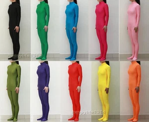 Unisex Spandex Zentai costume party Bodysuit Catsuit Unitard No Hood & Hands - Picture 1 of 15