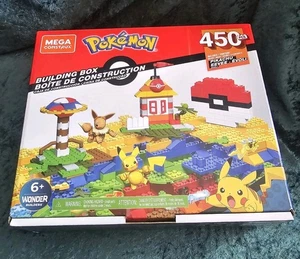 Mega Construx Pokemon Building Box 450 Piece -Pikachu Eevee -New Sealed - Picture 1 of 7