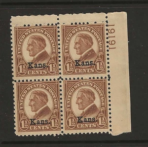 US Scott #659 como nuevo nunca articulado pl# bloque de 4, 1929 1,5 c Harding Kansas embalaje original og - Imagen 1 de 2