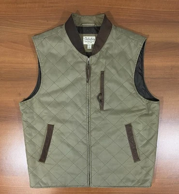 Cabela’s Field Vest Men’s L Quilted Brown Leather Trim Lined Zip Outdoor Hunting - Image 1 of 4