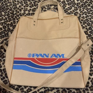 VTG 60S 70S PAN AM AIRPLANE TRAVEL BAG, SUNSET LOGO WITH STRAP. - Picture 1 of 6