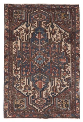 Alfombra oriental vintage anudada a mano alfombra tradicional de lana de 3'11" x 6'2" Foto 1 de 4